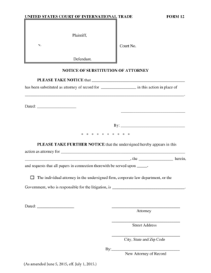 Notice of Substitution of Attorney