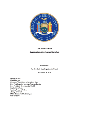 New York State Balancing Incentive Program Work Plan