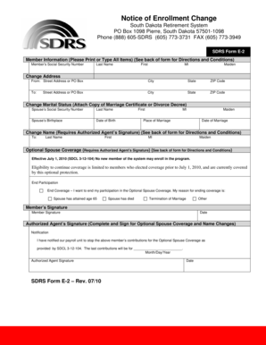 South Dakota Retirement System Enrollment Change Notice