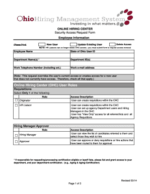 Ohio Hiring Management System Security Access Request Form