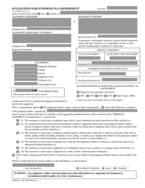 Summons in Garnishment