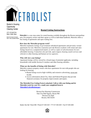 Metrolist Rental Listing Form