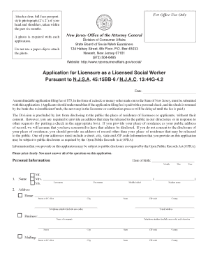 New Jersey Licensed Social Worker Application