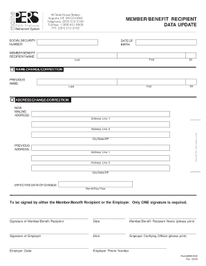 MainePERS Member Benefit Recipient Data Update Form