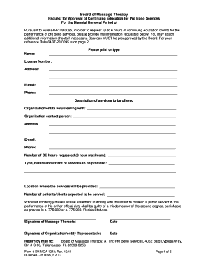 Florida Pro Bono Continuing Education Request
