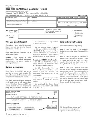 Michigan Direct Deposit of Refund Form 3174