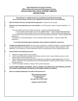 Utah Child Support Services Application