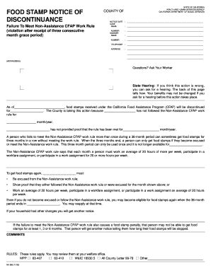 California Food Stamp Discontinuance Notice