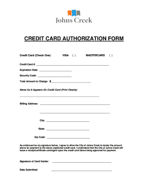 Credit Card Authorization Form