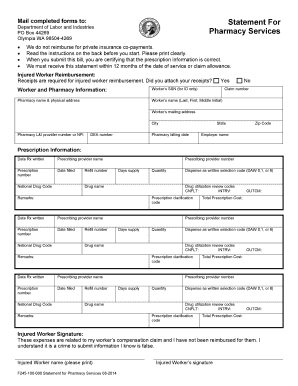 Washington State Pharmacy Services Reimbursement Form