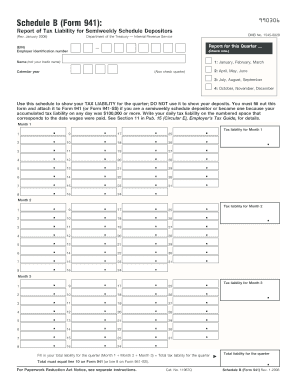 Schedule b form 941 for 2023 - 990306 Schedule B (Form 941): Report of Tax Liability for Semiweekly Schedule Depositors (Rev