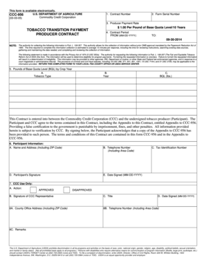 Tobacco Transition Payment Producer Contract