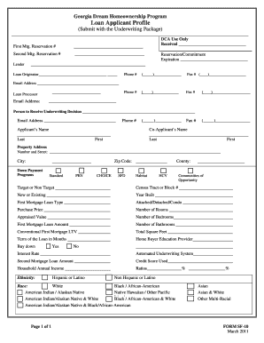 Georgia Dream Homeownership Program Loan Applicant Profile