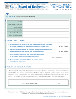 Massachusetts Contract Service Buyback Form