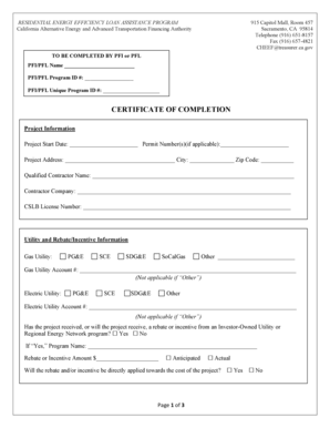 California Residential Energy Efficiency Loan Assistance Program Certificate