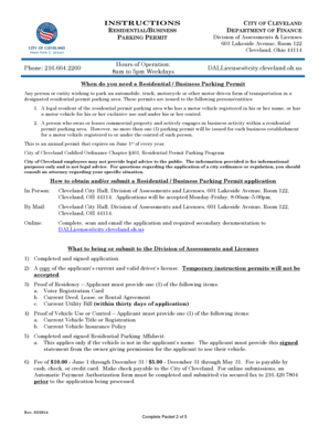 City of Cleveland Residential Business Parking Permit Application
