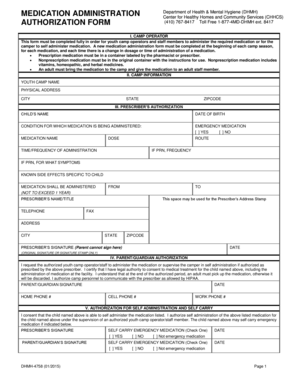 Medication Administration Authorization Form