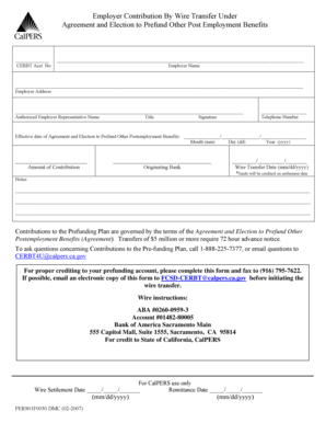 Employer Contribution Wire Transfer Agreement