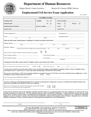 Monroe County Civil Service Exam Application