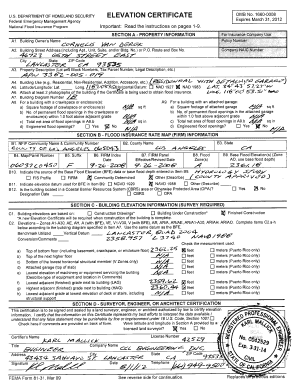 US Flood Elevation Certificate