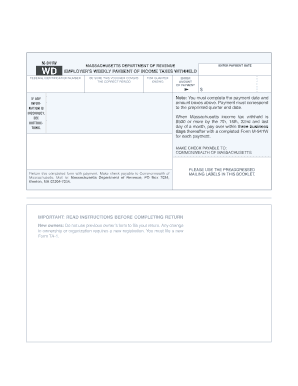 Massachusetts Employer Weekly Payment Form