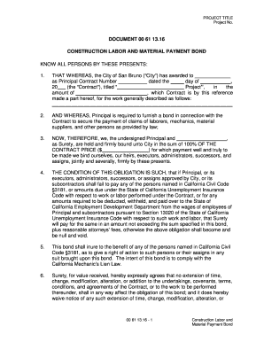 Construction Labor and Material Payment Bond