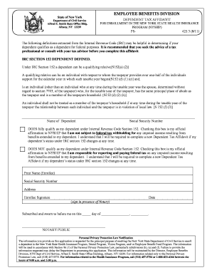 New York State Dependent Tax Affidavit