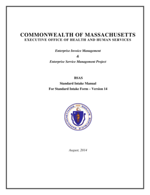 Massachusetts Standard Intake Form for Substance Abuse Services
