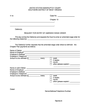 Request for Entry of Amended Wage Order