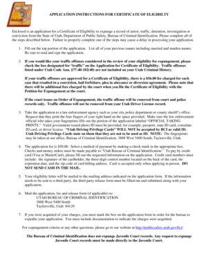Utah Certificate of Eligibility Application