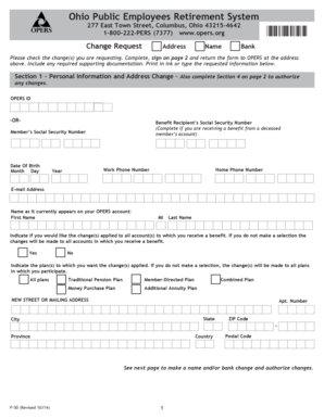 Ohio Public Employees Retirement System Change Request Form