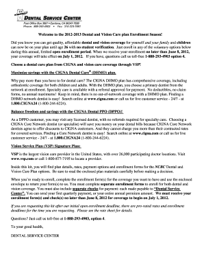 2012-2013 Dental and Vision Care Plan Enrollment Form