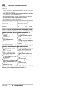 Solicitud para Reexaminación del Conductor