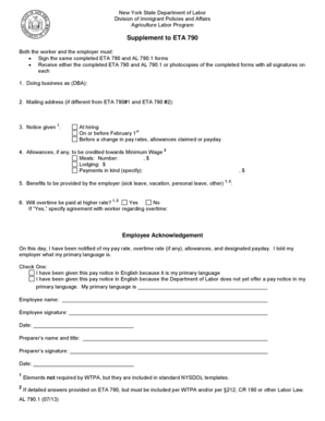 New York Agriculture Labor Program Supplement