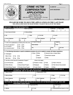 Wisconsin Crime Victim Compensation Application