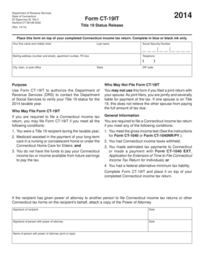 Connecticut Title 19 Status Release Form CT-19IT