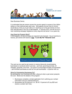 I Love My Pet Rewards Card Application