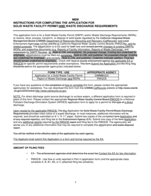 California Solid Waste Facility Permit Application