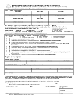 Minnesota Birth Record Application