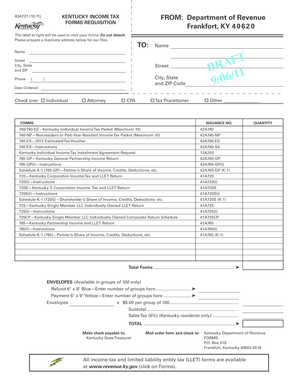 Kentucky Income Tax Forms Requisition