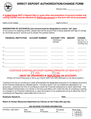 Direct Deposit Authorization Form