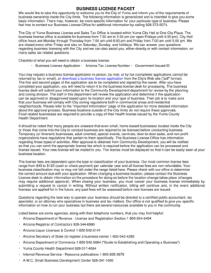 City of Yuma Business License Application