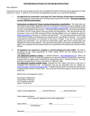 Texas Nursing Jurisprudence Examination Application