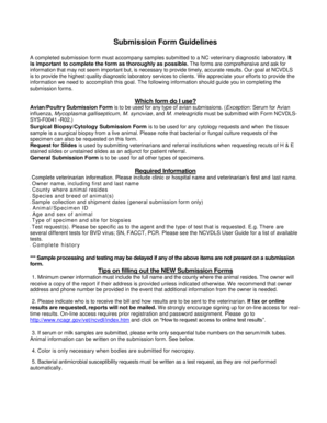 NC Veterinary Diagnostic Lab Submission Form