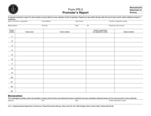 Massachusetts Promoter's Report Form PR-3
