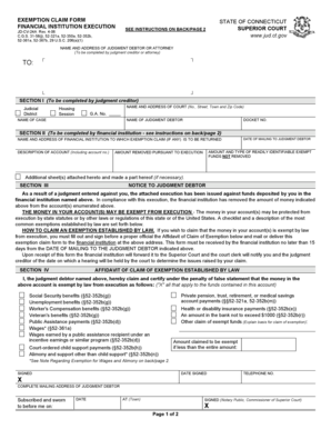 Connecticut Exemption Claim Form