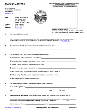 Montana Assumed Business Name Registration Form