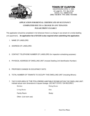 Application for Rental Certificate of Occupancy