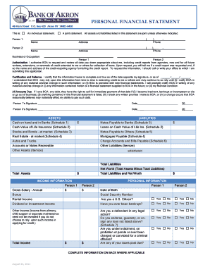 Personal Financial Statement Form