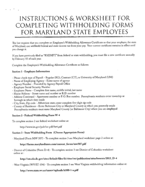 Maryland Employee Withholding Allowance Certificate